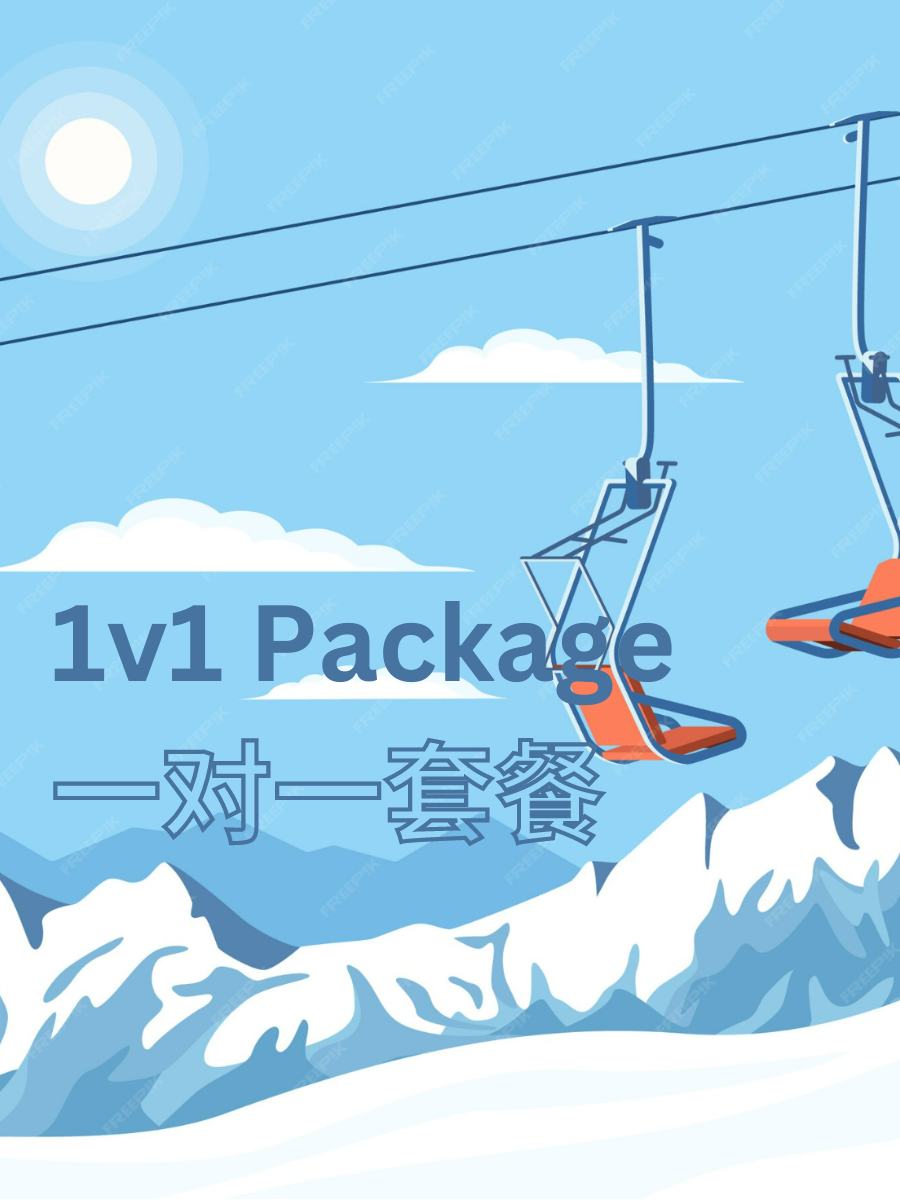1 on 1 private ski/snowboard lesson (package)